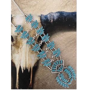 🆕 Faux Turquoise Squash Blossom Necklace Set